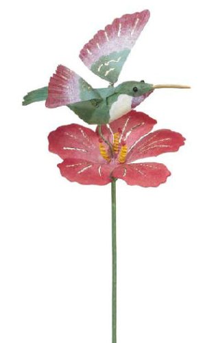 Whimsical Metal HUMMINGBIRD Jiggle Wings Garden Stake