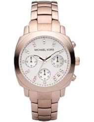 Michael Kors Rose Gold Stainless Steel Mop Dial With Crystals Chronograph Watch MK5336