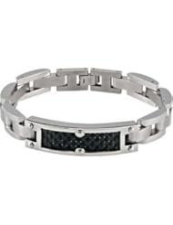 Stainless Steel ID Bracelet with Carbon Fiber Inlay 08.50 Inch Grey Carbon Fiber Inlay B848