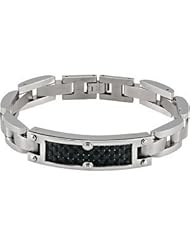 Stainless Steel ID Bracelet with Carbon Fiber Inlay 08.50 Inch Black Carbon Fiber Inlay B848