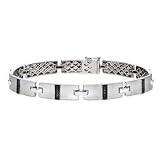 1/2 Carat Black Diamond Mens Sterling Silver Bracelet