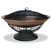 Copper Outdoor Fire Pit with Decorative Black Scroll Stand WAD653S