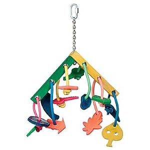 Pink Parrot® Birdy Squiggles® 10" Hanging Rainbow & Clouds Toy for Med/Lg Birds