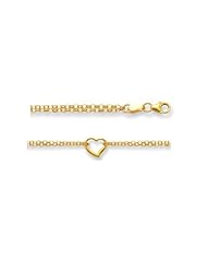 14k Solid Yellow Gold Open Heart Rolo Anklet Ankle Bracelet 10"