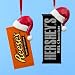 HERSHEY & REESES BARS W/SANTA HATS ORNAMENTS - 4.25-4.75
