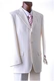 Men's Single Breasted Off White Plaid Super 150s Wool Feel Dress Suit