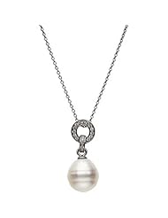 14K White Gold Paspaley South Sea Cultured Fashion Circle Pearl and Diamond Necklace -- LIFETIME WARRANTY