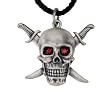 Crossed Swords and Skull Pendant - Pewter - 1'' Height Crossed Swords and Skull Pendant - Pewter - 1'' Height