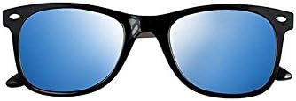 UV polarized sunglasses retro personality tide of men and women large frame mirror driving glasses (Bright black-rimmed blue lens)