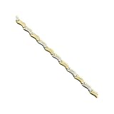 10K Two Tone Gold Polished and Diamond Cut Wavy Station Bracelet- 7.5''