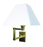 Lite Source LS-13538PBS Swinger II Swing-Arm Wall Lamp, Hardwire Polished Brass with White Fabric Shade