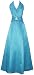 Satin Halter Dress Crystal Pin Prom Holiday Gown Formal Bridesmaid, Medium, Aqua