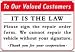 To Our Valued Customers IT IS THE LAW Please sign the repair order form. 14x20 Heavy Duty Plastic Sign