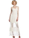 BCBGMAXAZRIA Womens Saffron Long Pointelle Dress, Gardenia, Small