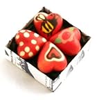 8 Hand-Painted Baby Chocolate Heart Halves in gift box