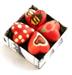 8 Hand-Painted Baby Chocolate Heart Halves in gift box