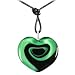  : AKUAMARINA SWIRLING HEART MURANO GLASS NECKLACE BLACK GREEN