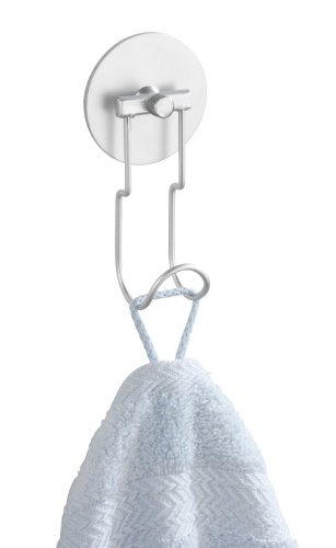 Wenko 18842100 Wandhaken Turbo-Loc - Befestigen ohne Bohren, Aluminium matt, ultra leicht, 6 x 12 x 3.5 cm