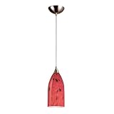 Verona - 1 Light Mini Pendant Lighting Fixture - Brushed Nickel - Fire Red Glass - B3550