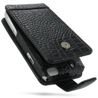 PDair Leather Case for Nokia N8 - Flip Type (Black/Crocodile Pattern)