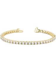14KT Yellow Gold Sophisticated Diamond Tennis Bracelet featuring 71 Prong Set Round Brilliant Cut Diamonds in Basket Style Settings. 2 1/8 CTW