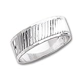 Sterling Silver Diamond-cut 7mm Fancy Etched Ring
