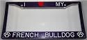 Paw Prints Purple Glitter I Love My French Bulldog License Plate Frame