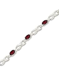 14kt Yellow Gold Oval Garnet and Diamond Bracelet