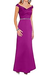 Satin Sequined Off the Shoulder Sheath Evening Dress/Mother-of-the-Bride Dress 