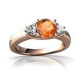 14k Rose Gold Round Fire Opal Ring