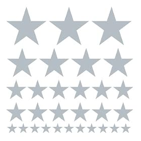 Set of 30 – Metallic Silver Stars Vinyl Wall Graphic Decals Stickers Set of 30 – Metallic Silver Stars Vinyl Wall Graphic Decals Stickers