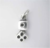 Silver Casino Die with Dots Lucky * DICE CHARM *