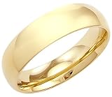 14k Solid Yellow Gold Plain Dome Wedding Heavy Ring Band 6mm - Size 10...