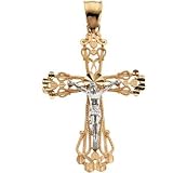 14K Two Tone Gold Crucifix Pendant