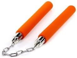 Foam Padded Nunchaku with Metal Chain (Orange)