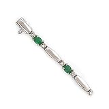 10K White Gold 0.11 ct. Diamond and 1 7/8 ct. Emerald Tennis Bracelet - 7.75''