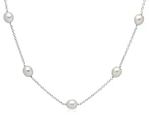Sterling Silver Freshwater Cultured Pearl "Tin Cup" Necklace, 18"
