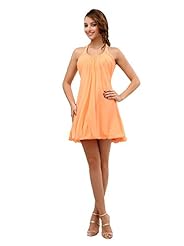 Chiffon Jeweled Halter Evening Dress/Mini Dress 