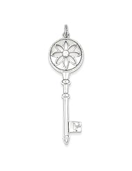 Sterling Silver Cz Key Pendant
