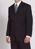 Andrew Fezza Navy Blue Stripe 3-Button Wrinkle Resistant Suit