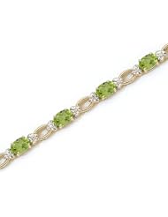 14k Yellow Gold Natural Peridot And Diamond Tennis Bracelet