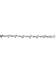 Sterling Silver Heart Charm Bracelet, 1/4 inch wide