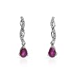 Earrings With 1.05ctw Precious Stones - Genuine Diamonds and Rubies in White Gold Length 21.5mm