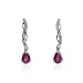 Earrings With 1.05ctw Precious Stones - Genuine Diamonds and Rubies in White Gold Length 21.5mm