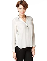 Autograph Open Neck Collar Woven Top