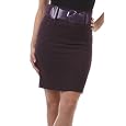 Petite High Waist Stretch Pencil Skirt with Wide Belt
