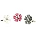 Set of 3 Resin Flower Rings- Black, White and Pink- 5 Heart Shaped Sparkling Petals with Clear CZ Center- Ring Size: 6 to 7 Adjustable