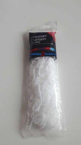 100 Pemier Plastic Curtain Hooks for Curtain Tape Used for Hanging Drapery on Curtain Tracks- Includes How to Fit and Hang Curtains Guide From Curtains2bedding