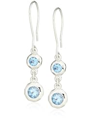 Zina Sterling Silver "Sahara Collection" Ripple Textured with Blue Topaz Drop Earrings