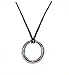 Necklace - N303 - O Circle on Black Cord - Silver Tone ~ Rhodium Plated